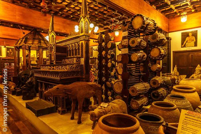 Traditional instruments and artefacts at the Kerala Folklore Museum
