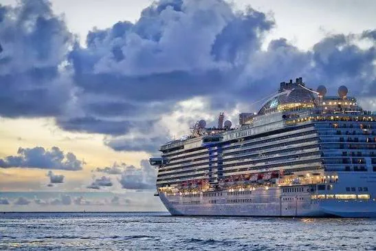 Cruise ship in Kochi harbour at sunset