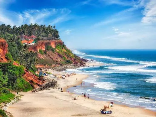 Cliff-lined beach in Varkala
