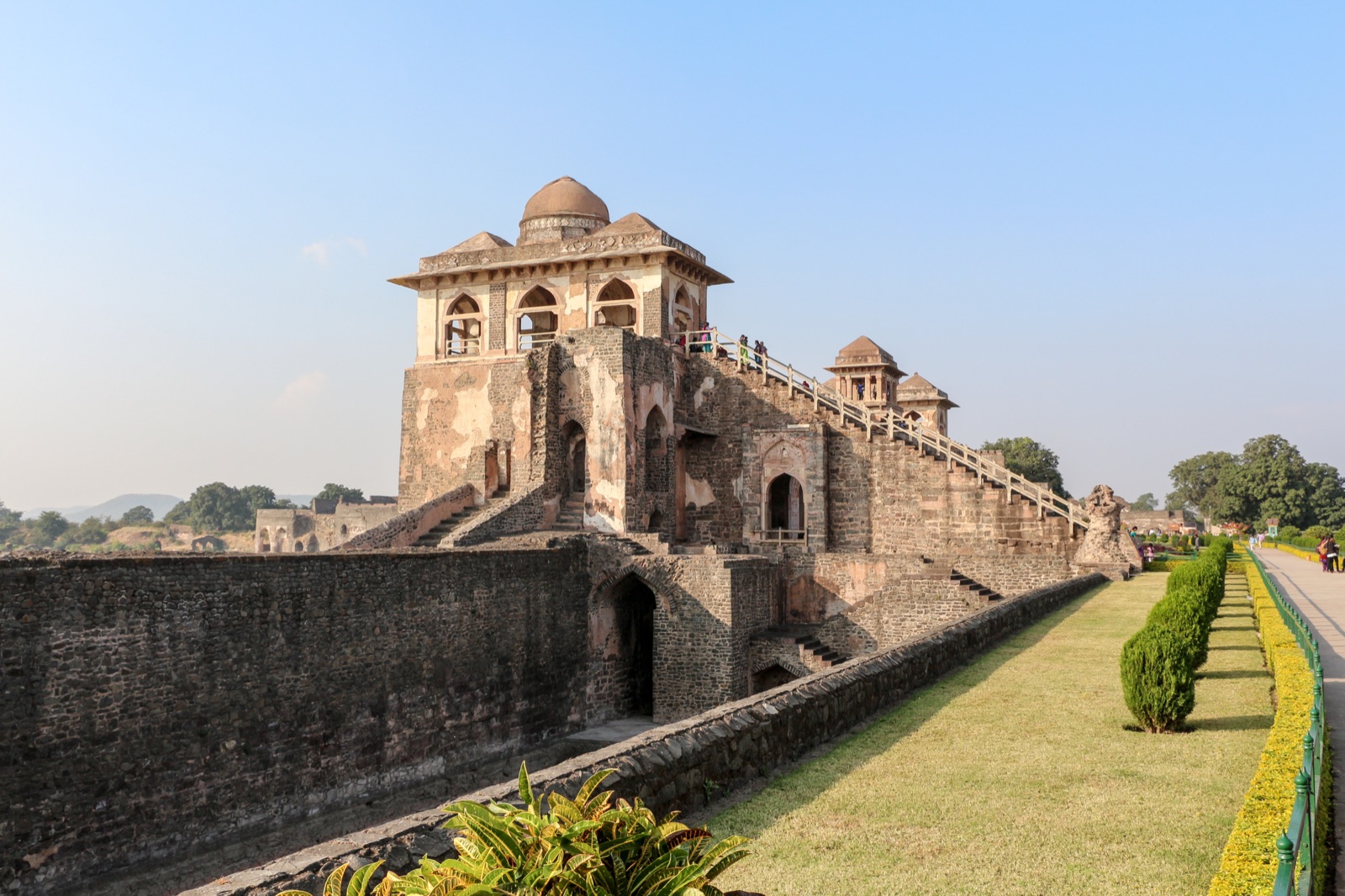 Jahaz Mahal rising above the gardens of Mandu in Madhya Pradesh