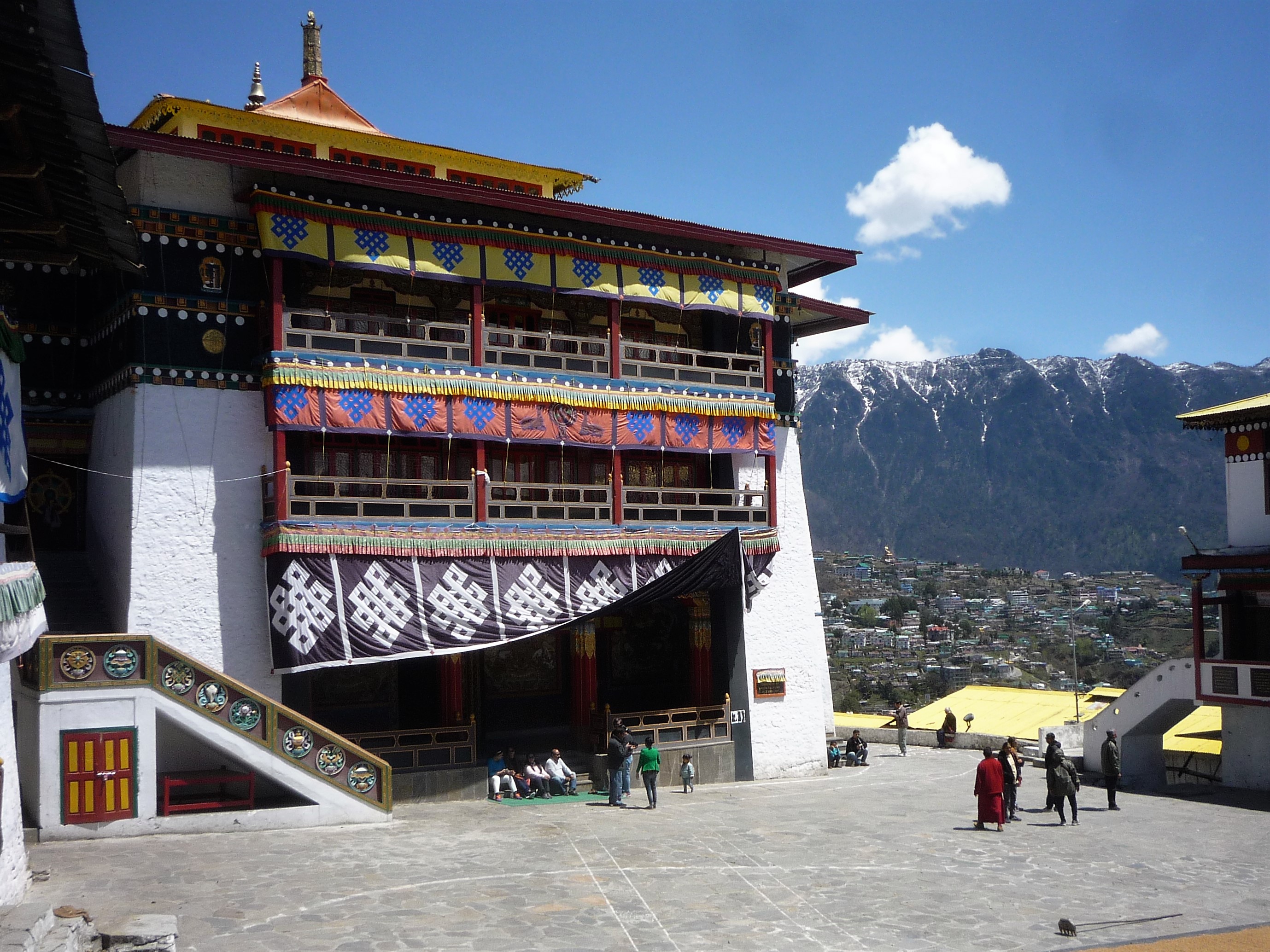 Colourful Tawang Monastery above Tawang town in Arunachal Pradesh