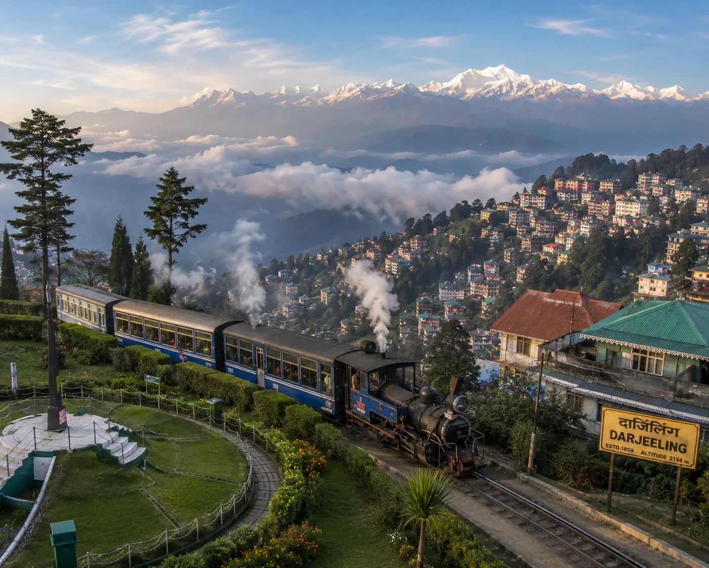 Misty green landscape in North East India