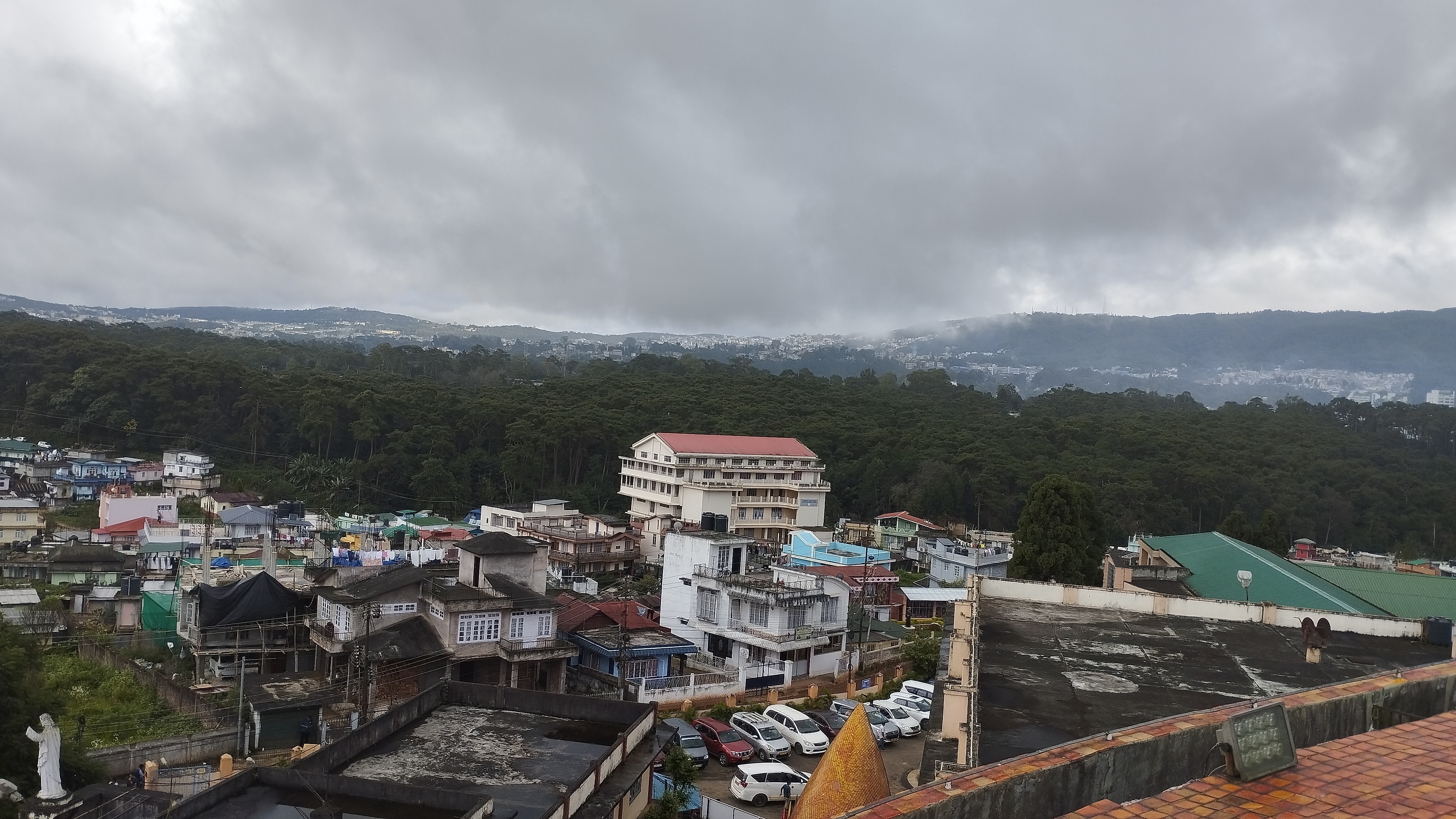 Shillong city spread across green hills in Meghalaya