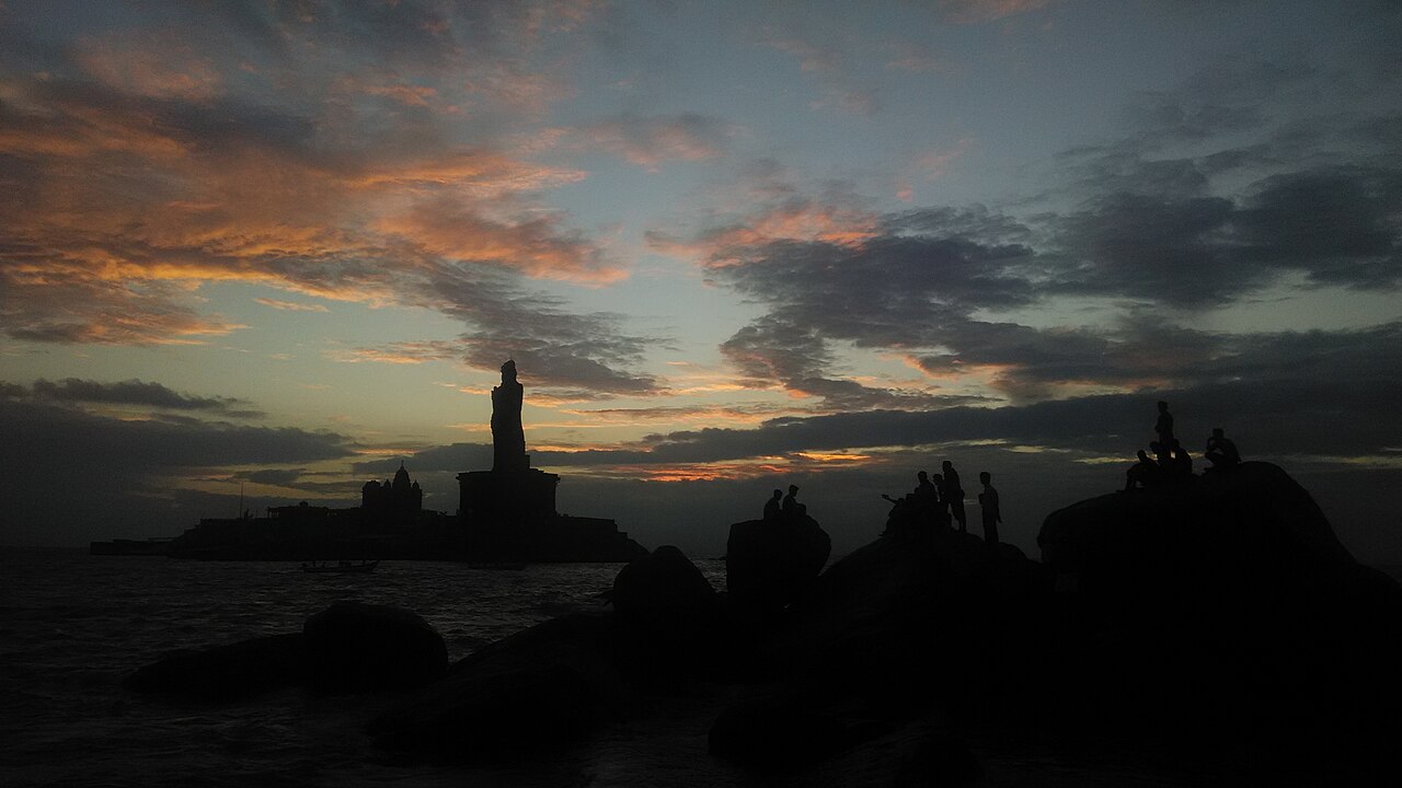 Sunrise at Kanyakumari's three seas