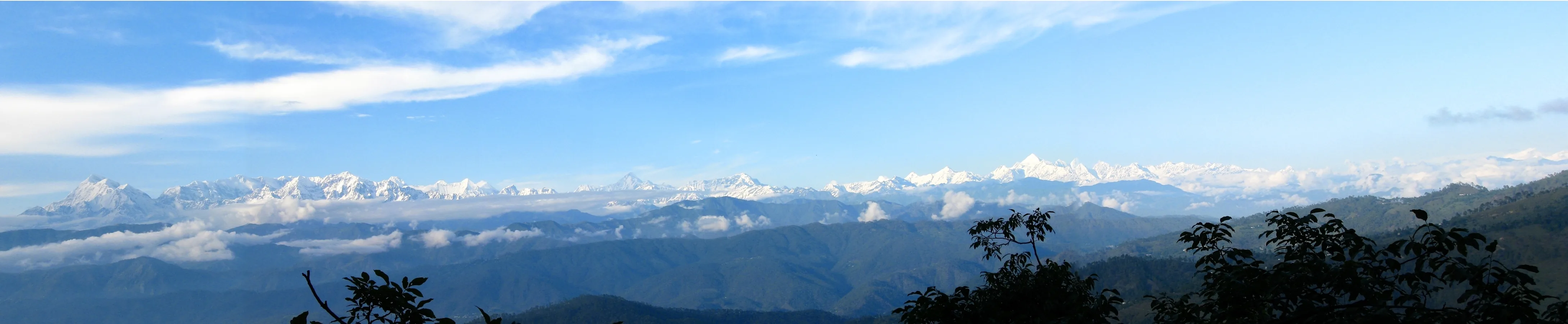 Panoramic Himalayan peaks seen from Kausani in Uttarakhand